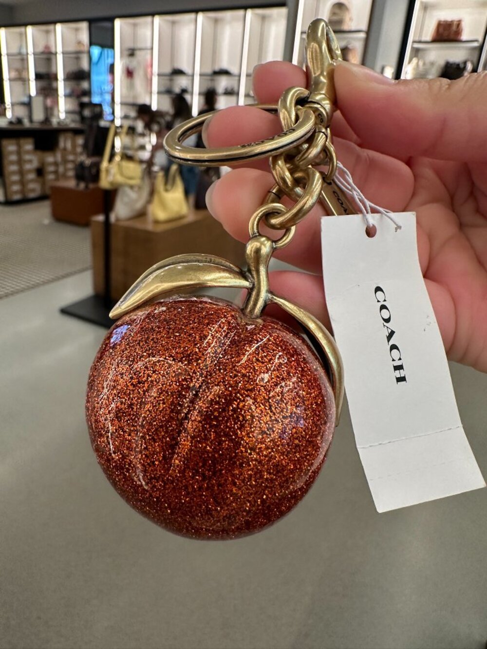 NWT! Coach CBX51 The Summer Turned Pretty™ Peach Bag Charm Keychain In Red/Gold - Picture 4 of 7